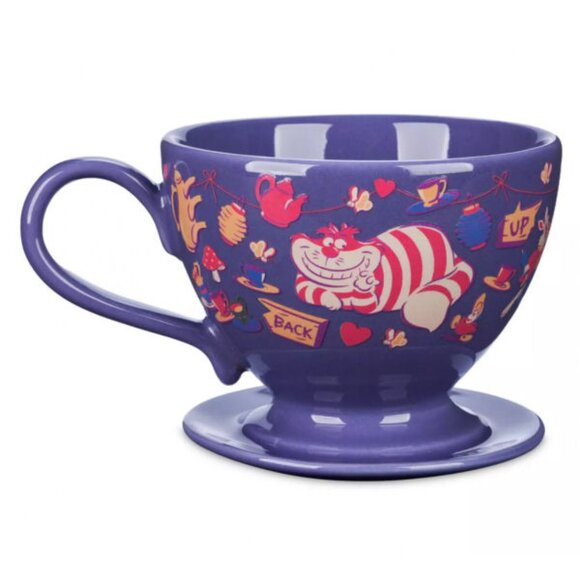 Color Changing Magic Alice Mad Hatter Cheshire Cat Tea Cup Saucer Mug NWT Disney - Picture 1 of 12